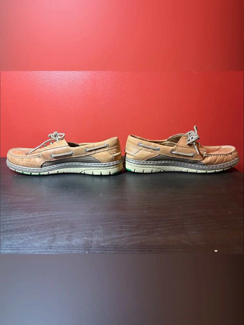 Sperry Brown Leather Moc-Toe Boat Shoes with Contrast Laces